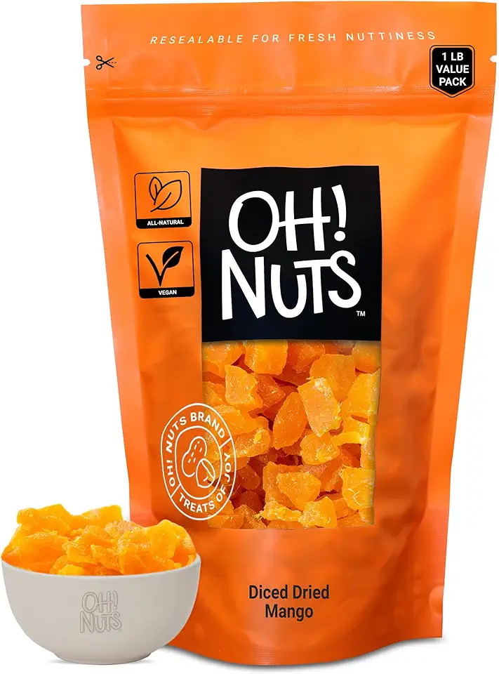 Dried Mango | 1 lb - Sweetened Dried Fruit Diced | Dehydrated Fruit Bites | Packed in New York Zip-Seal Bag for Exceptional Freshness by Oh Nuts