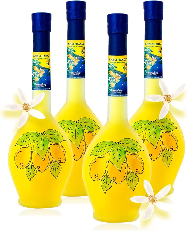 &quot;AMALFITANO&quot; LIMONCELLO FROM AMALFI COAST HAND-PAINTED (N° 4 BOTTLES 16.9 fl oz)