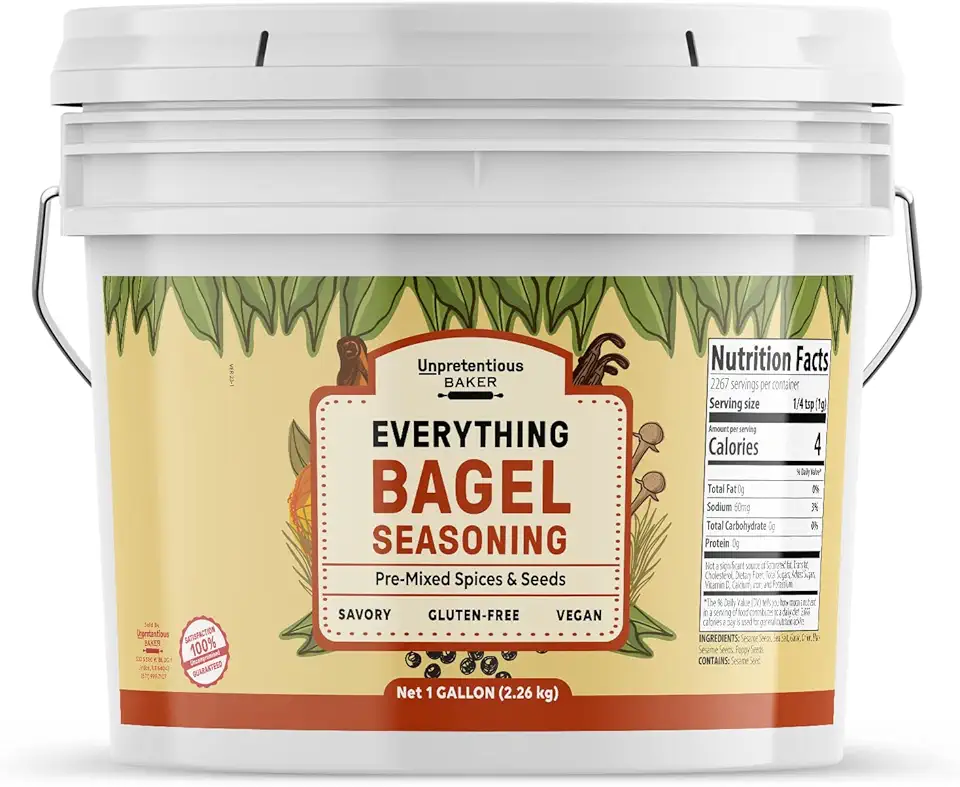 Unpretentious Everything Bagel Seasoning, 1 Gallon Bucket, Add Texture &amp; Flavor to Any Recipe, Mix of Sesame Seeds, Garlic, Onion &amp; Salt