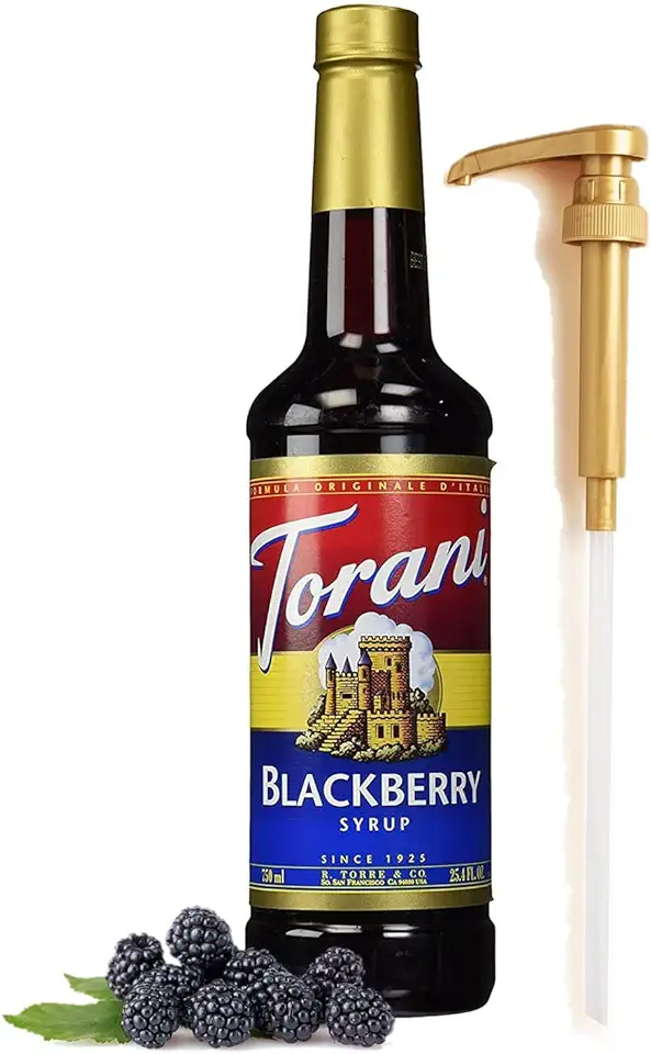 Blackberry Flavored Syrup 25.4 Ounces Blackberry Syrup Coffee Toppings with Fresh Finest Pump