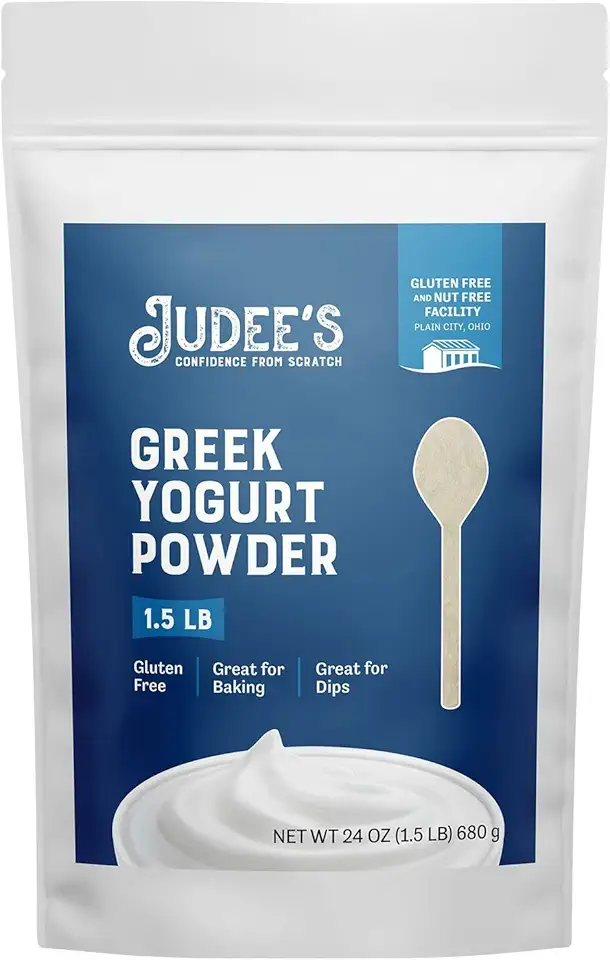 Judee’s Greek Yogurt Powder 1.5 lb - Gluten-Free and Nut-Free - Add to Salad Dressings and Dips - Use in Baking or Make Frozen Yogurt Treats - Great for Smoothies, Popsicles, and Ice Cream