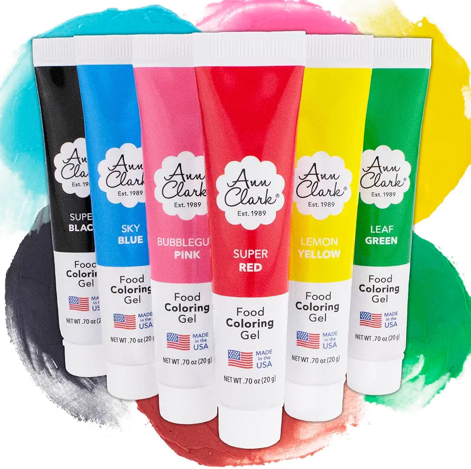 Ann Clark Professional-Grade Gel Food Coloring Made in USA .7 oz, 6 Colors