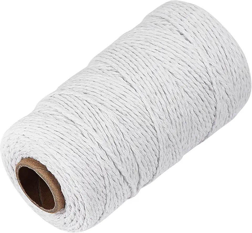 White Cotton Butchers Twine String - Ohtomber 328 Feet 2MM for Crafts, Bakers Twine, Kitchen Cooking Butcher Meat and Roasting, Gift Wrapping