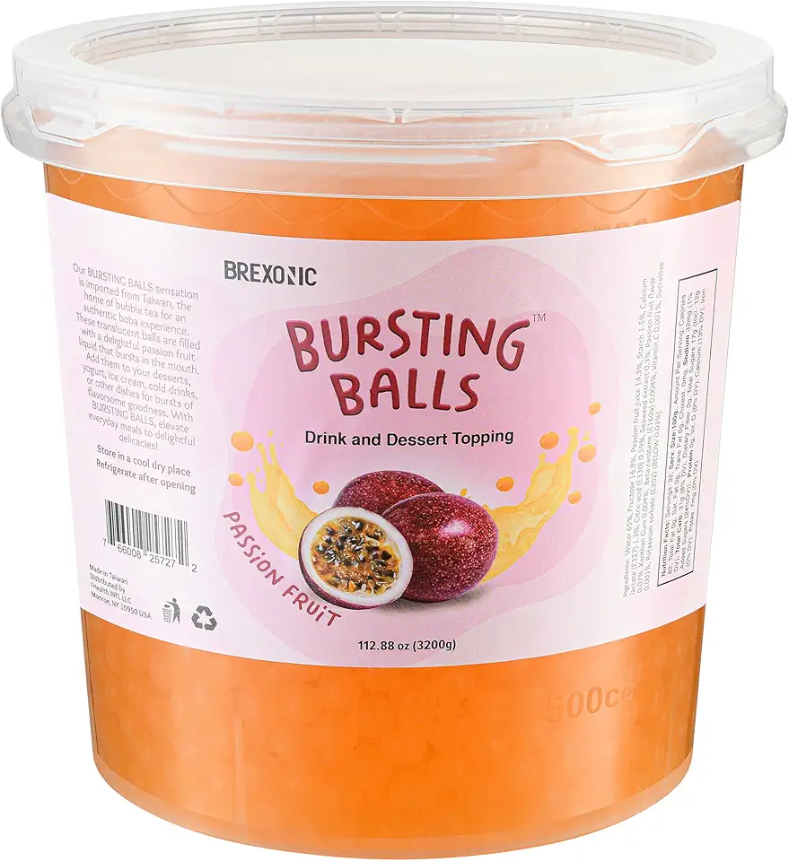 Passion Fruit Boba Pearls, Passion Popping Boba Bursting Boba, Passion Bubble Tapioca Pearls For Bubble Tea (Passion Fruit, 7 LB 1 Pack)