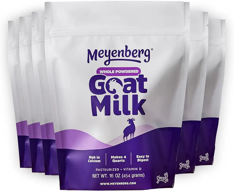 Meyenberg Whole Powdered Goat Milk Resealable Pouch, Gluten Free, Vitamin D 16 OZ (Pack of 6)