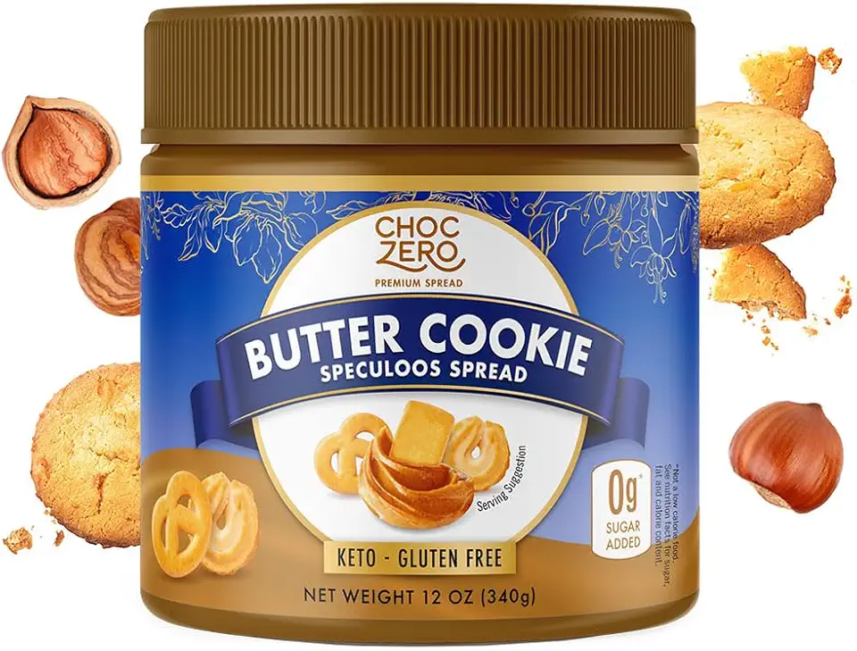 ChocZero Keto Cookie Butter Spread - No Sugar Added, Gluten Free, Low Carb Speculoos, Biscuit, Keto Friendly, Nut Butter Alternative, Dessert Hummus, Naturally Sweetened with Monk Fruit (1 jar, 12 oz)