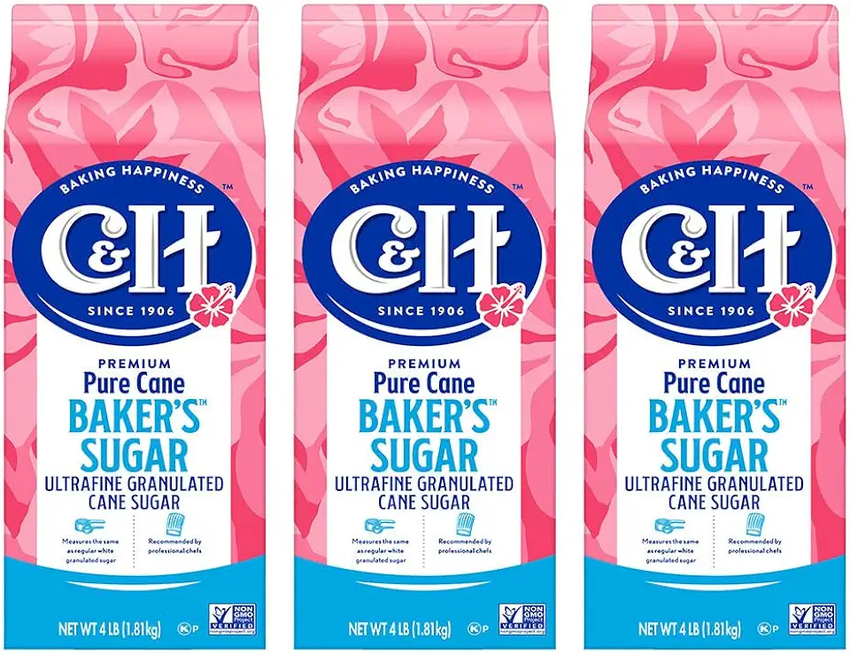 C&amp;H® Ultrafine Granulated Baker&#x27;s Sugar, 4 lb Carton Caster Sugar (Pack of 3)