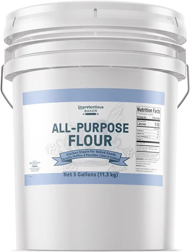 Unpretentious All Purpose Flour, 5 Gallon Bucket, Versatile Kitchen Staple, Food Storage