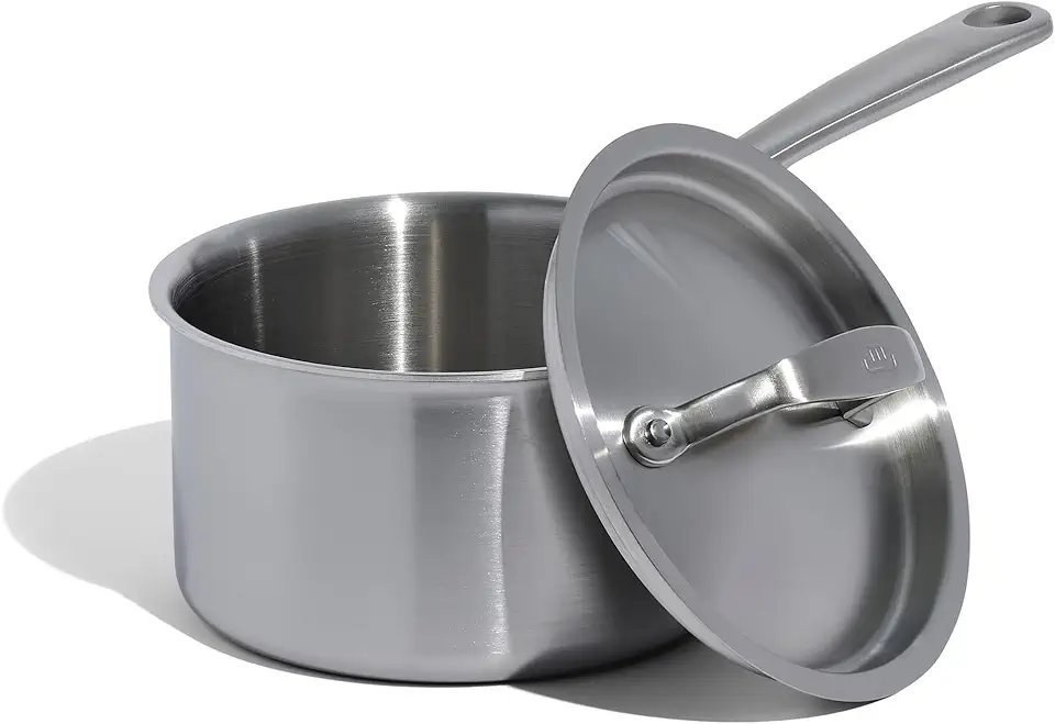 Made In Cookware - 2 Quart Stainless Steel Saucepan with Lid - 5 Ply Stainless Clad Sauce Pan - Professional Cookware - Crafted in Italy - Induction Compatible