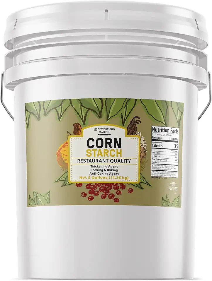 Corn Starch By Unpretentious Baker, Resealable 5-Gallon Bucket, Thickening Agent, For Bulk Baking &amp; Cleaning Use (400 Ounces)