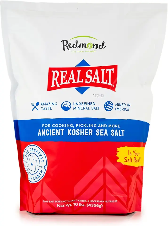 Redmond Real Salt Kosher – Natural Unrefined Gluten Free Kosher grind, 10 LB Bag