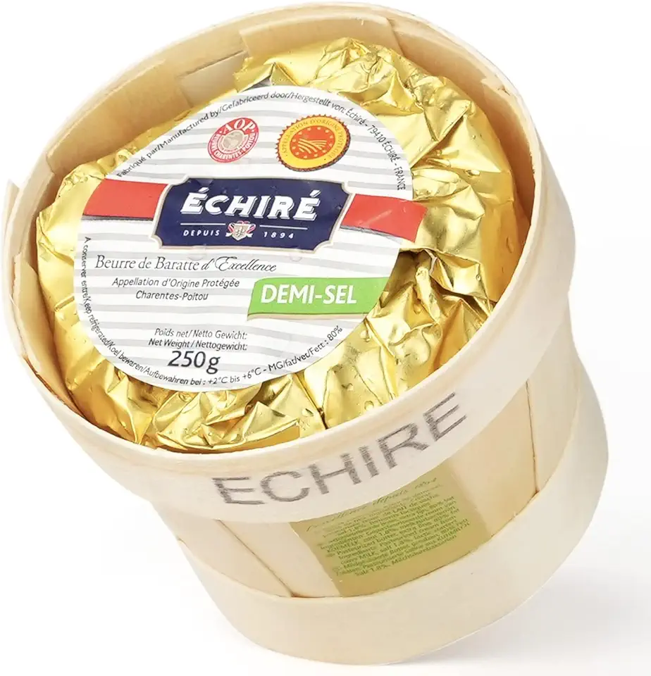 Echire AOC Salted French Butter in Basket - 8.8 oz / 250 g (Pack of 2) - OVERNIGHT GUARANTEED