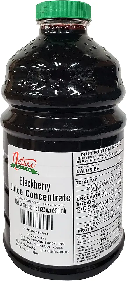 Nature Blessed 100% Pure Blackberry Fruit Juice Concentrate - 1 Quart (1/32 fl oz bottle), Applications: Excellent for Home Wine Making, Brewing, Distilling, Smoothies, Mead, Jelly