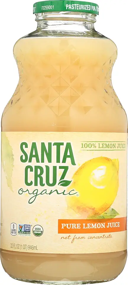 Santa Cruz Organic 100% Pure Lemon Juice, USDA Organic, Gluten Free &amp; Non-GMO, 32 Oz (Pack of 6)