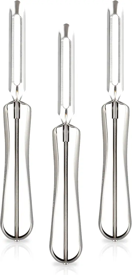 Linden Sweden Original Jonas Vegetable Peelers for Kitchen | Made In Sweden | Carrot Peeler with Ergonomic Handle for Safety and Control | Dishwasher Safe Potato Peelers | 3-Pack | Stainless Steel