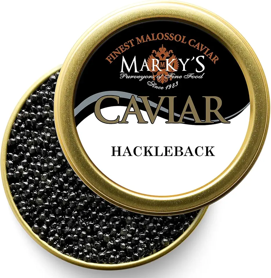 MARKY&#x27;S Hackleback Black American Caviar - 3.5 oz / 100 g - Premium Malossol Black Roe - GUARANTEED OVERNIGHT