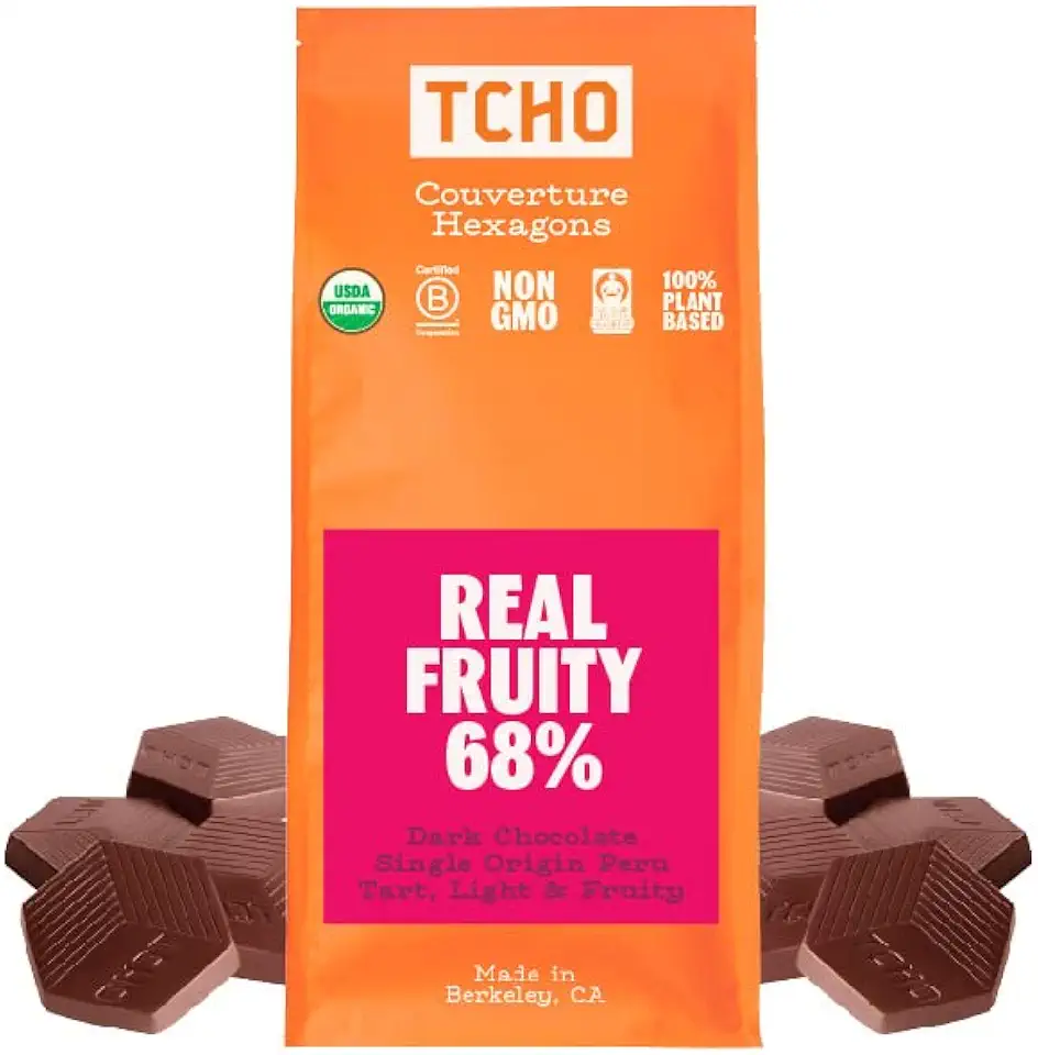 TCHO Real Fruity 68% Dark Chocolate Baking Couvertures (6.6lb Bag) | Organic &amp; Fair Trade Certified | Non GMO, Non-Dairy, Vegan, Soy Free