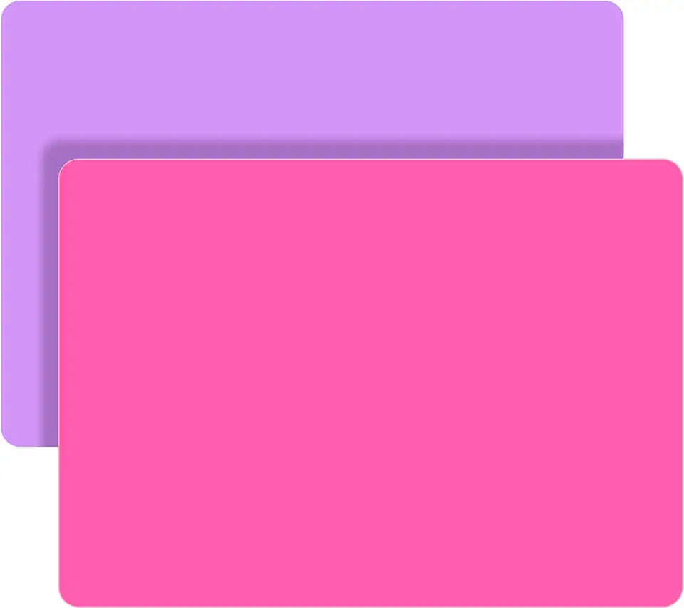 LEOBRO Silicone Mat, Silicone Mats for Crafts, 2pcs Silicone Mat for Jewelry Resin Molds, Silicone Mats for UV Resin, Resin Molds, DIY Art Crafts, Hot Pink &amp; Light Purple, 11.69&quot; x 8.26&quot;