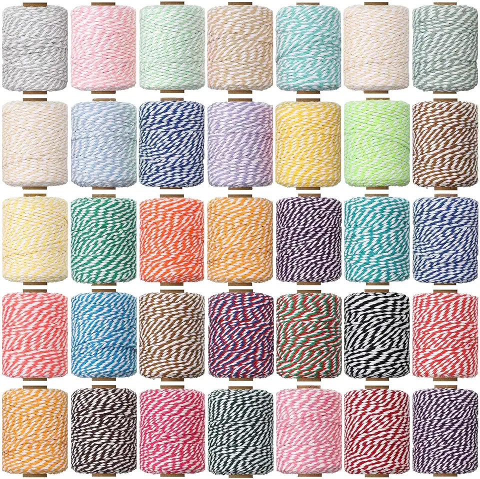 30 Rolls Colourful Bakers Twine for Crafts 2mm Cotton String Craft String Wrapping Wedding Home Decor Gardening