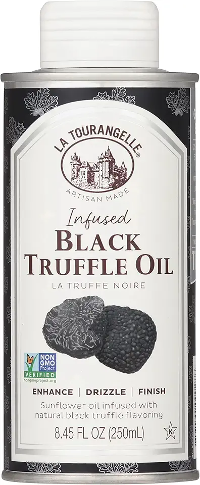 La Tourangelle, Black Truffle Oil, Complex Gourmet Earthy Flavor for Drizzling over Pasta, Popcorn, Vegetables, Potatoes, Soup and More, 8.45 fl oz