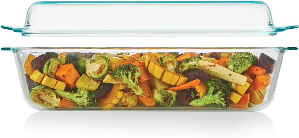 Pyrex Deep 5.2-Qt (9&quot;x13&quot;) 2-in-1 Glass Baking Dish with Glass Lid, Extra Large Rectangular Baking Pan For Casserole &amp; Lasagna, Dishwasher, Freezer, Microwave and Pre-Heated Oven Safe