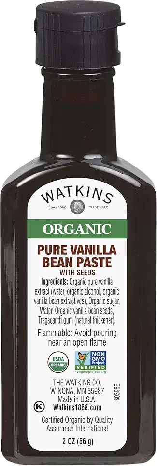 Watkins Organic Pure Vanilla Bean Paste, Non-GMO, Kosher, 2 oz. Bottle, 1-Pack