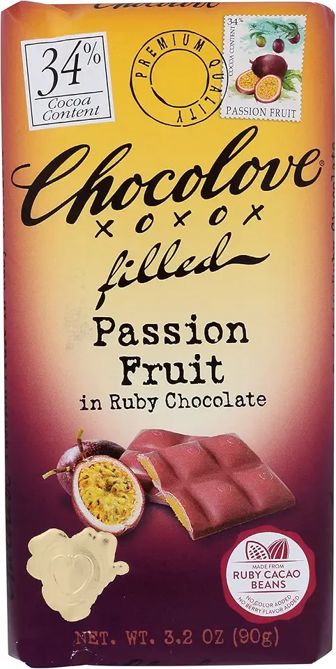 Chocolove Filled Passion Fruit in Ruby Chocolate, Gluten Free &amp; Non-GMO, 3.2 Oz (Pack of 10)