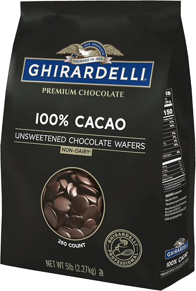 Ghirardelli Chocolate Company 100% Cacao Unsweetened Wafers, 5lb. Bag (Pack of 1)