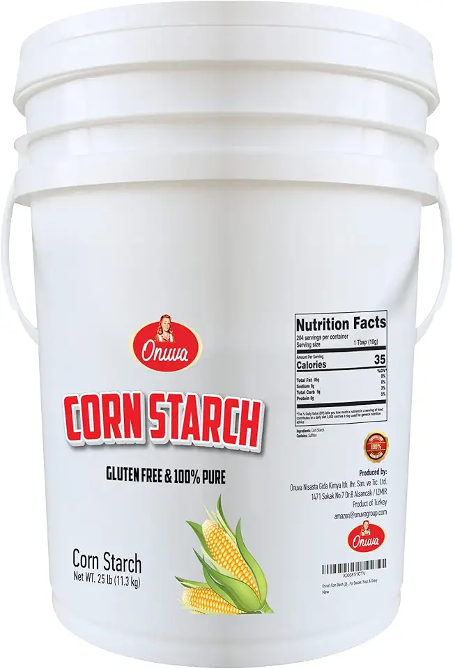 Corn Starch by Onuva - 25 lbs , (11,3 kg) - Gluten Free - Vegan - Thickener For Sauces, Soup, &amp; Gravy