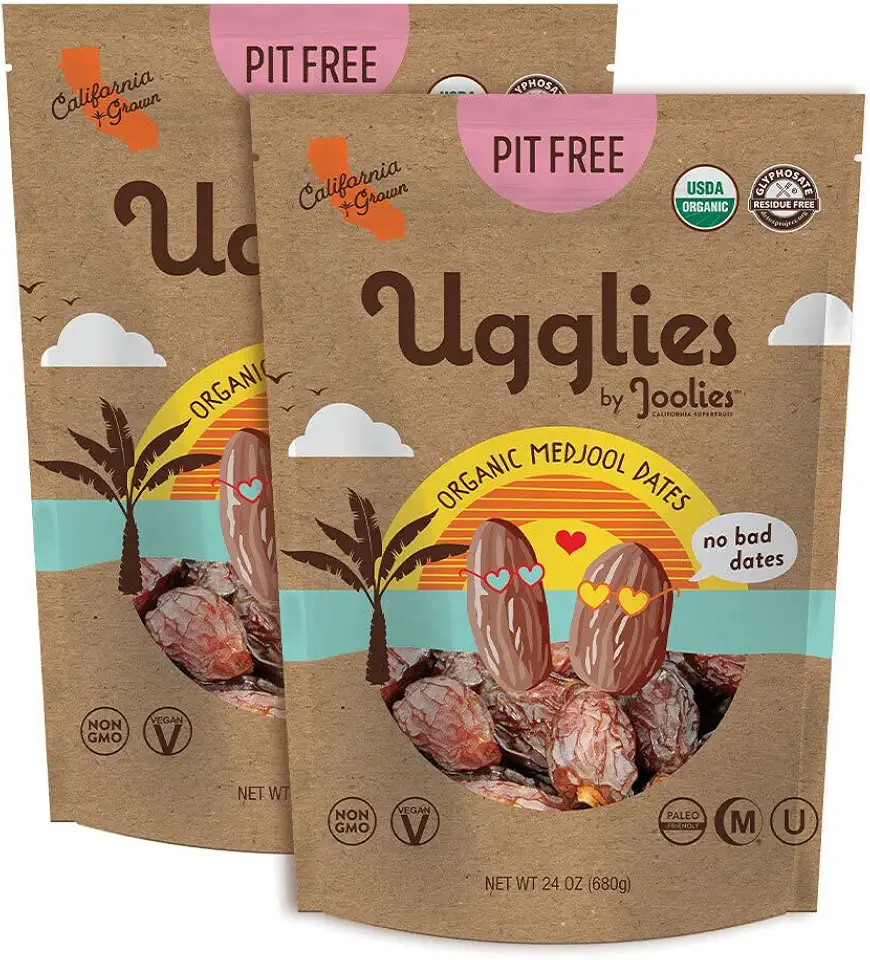 &quot;Ugglies&quot; By Joolies Organic Pit-Free Medjool Dates | 1.5 Pound Pouch, Pack of 2 | Fresh California Grown Fruit | Vegan, Gluten-Free, Paleo, No Sugar Added | Great Gift for Friends &amp; Family