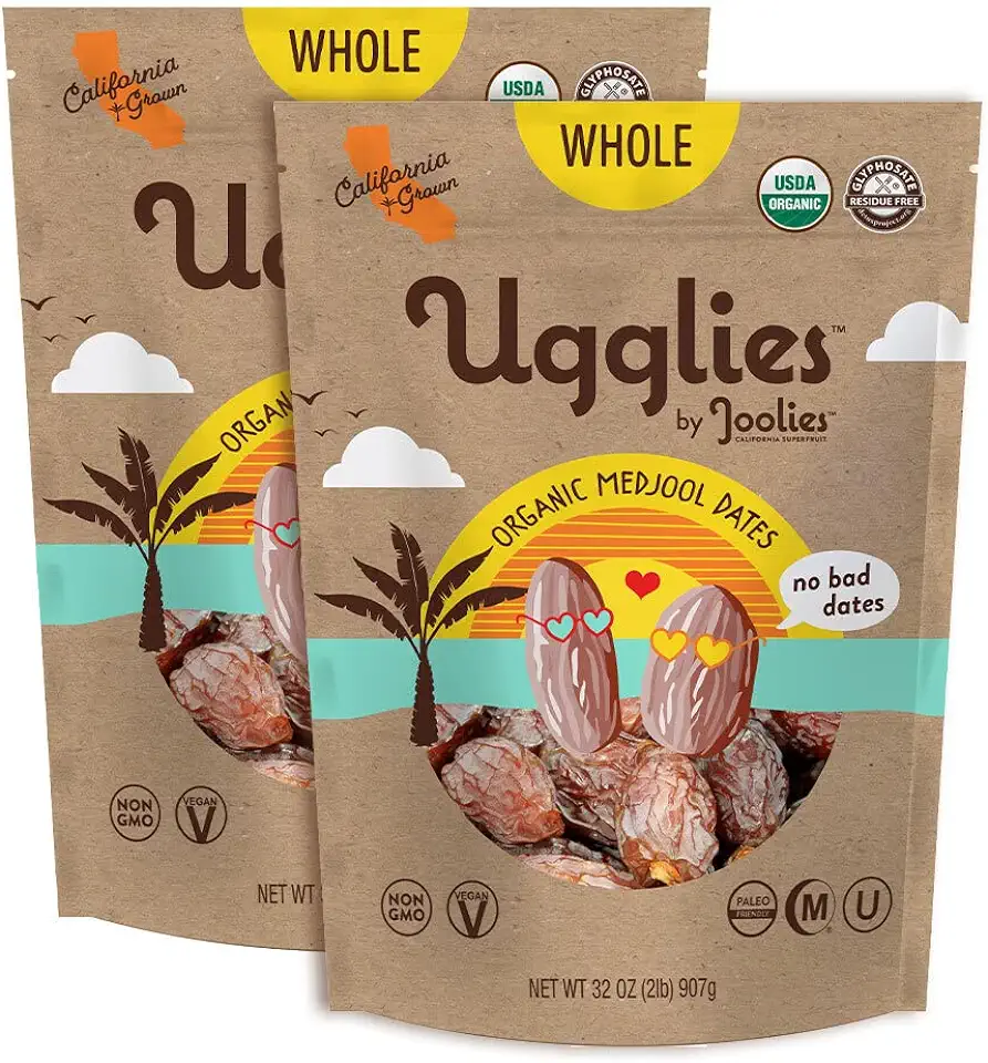 &quot;Ugglies&quot; By Joolies Organic Whole Medjool Dates | 2 Pound Pouch, Pack of 2 | Fresh California Grown Fruit | Vegan, Gluten-Free, Paleo, No Sugar Added | Great Gift for Friends &amp; Famiy