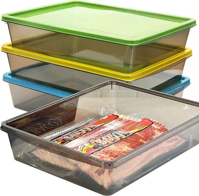 Youngever 3 Pack 1.3 Gallon Food Storage Containers, Plastic Bacon Containers, Meat Containers