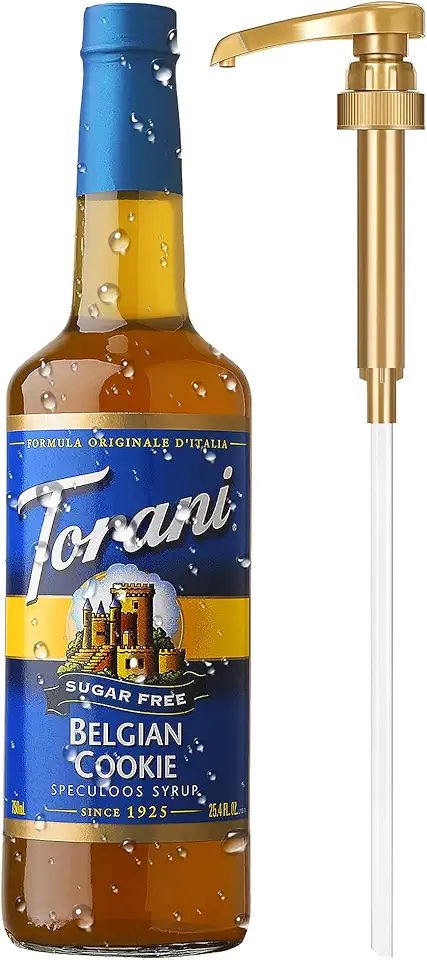 Torani Sugar Free Belgian Cookie Speculoos Syrup with Little Squirt Syrup Pump, 750ml 25.4 Ounces