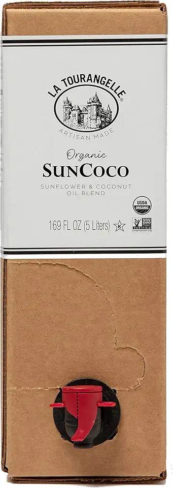 La Tourangelle, Organic Sun Coco Oil, Unique Blend of Organic High-Oleic Sunflower Oil and Organic Refined Coconut Oil, Heat Heat Cooking and DIY Beauty, 169 fl oz