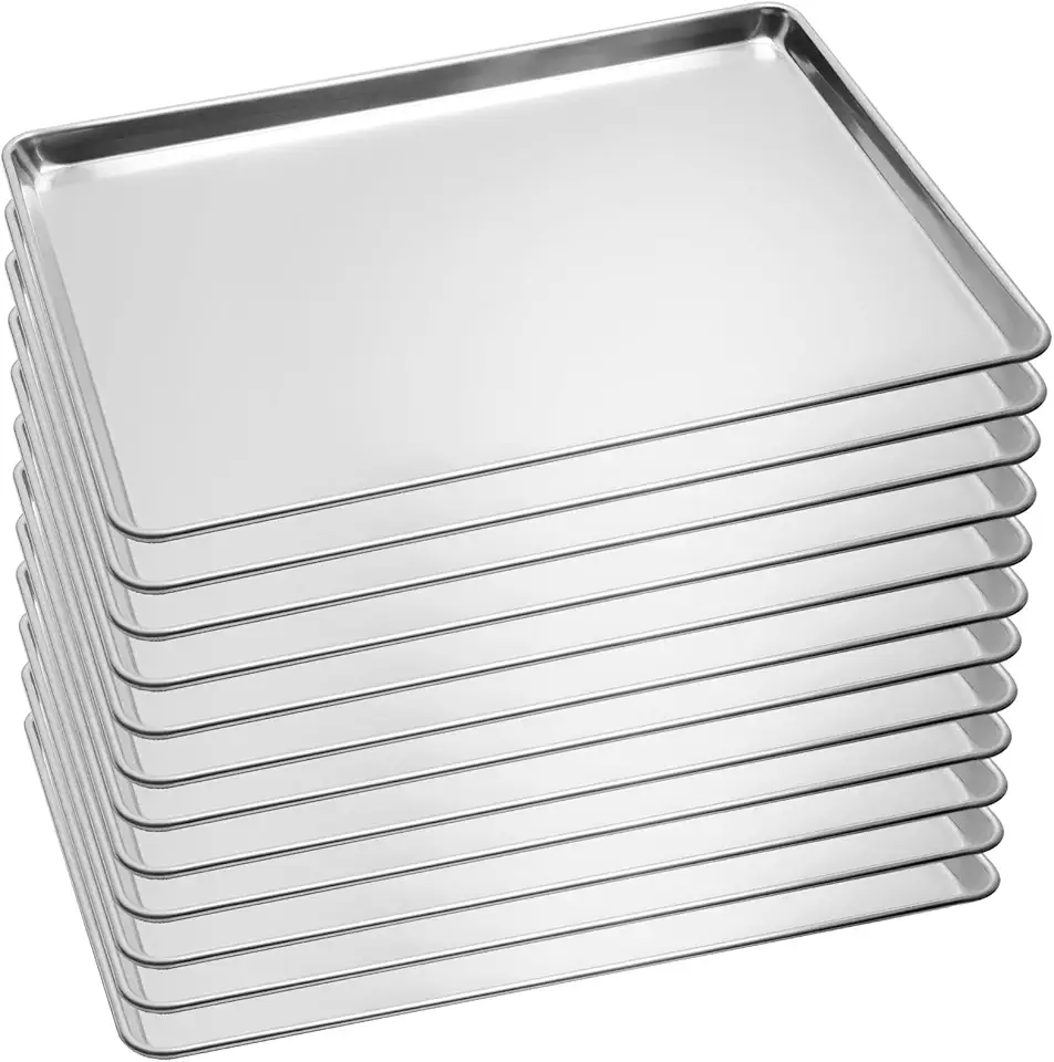 12 Pack Full Size Baking Sheet Pan Aluminum Commercial Pan for Oven Freezer Bakery Hotel Restaurant 26&quot; × 18&quot;