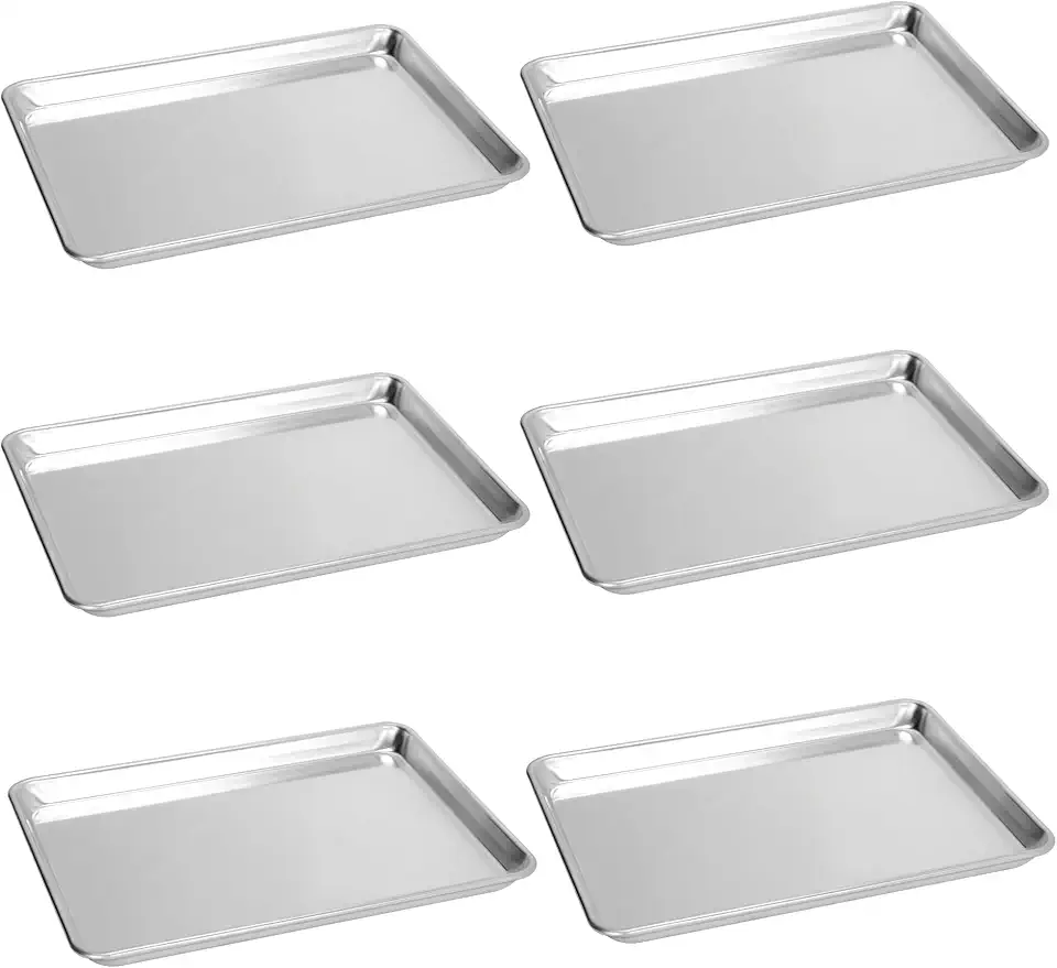 6 Pack 15&quot; × 21&quot; Baking Sheet Pan Aluminum Commercial cookie sheets for baking