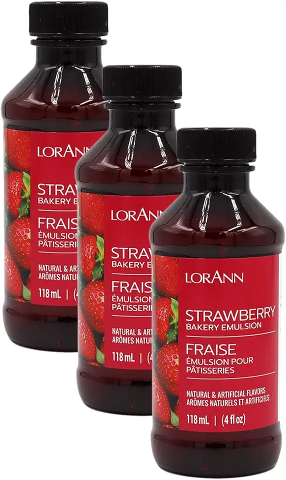 LorAnn Strawberry Bakery Emulsion, 4 ounce bottle (Pack of 3)