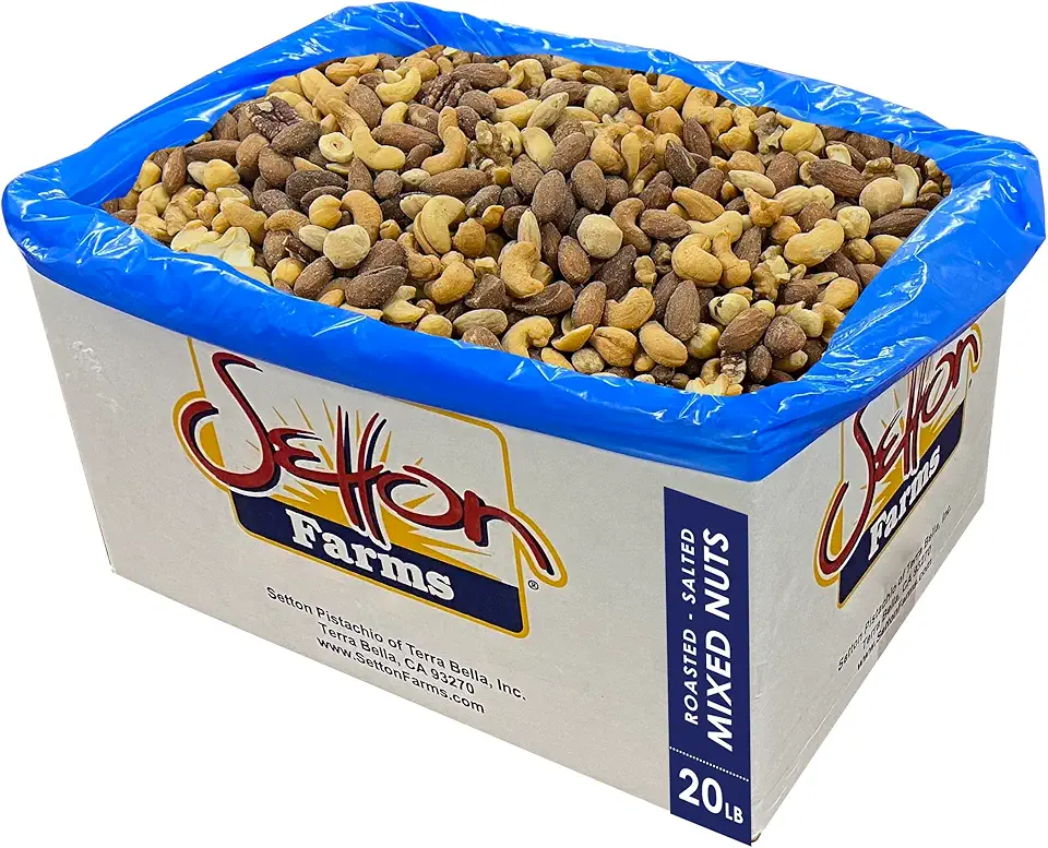 Deluxe Fancy Mixed Nuts Roasted Salted (No Peanuts), 20 Lbs. Bulk Case, Kosher