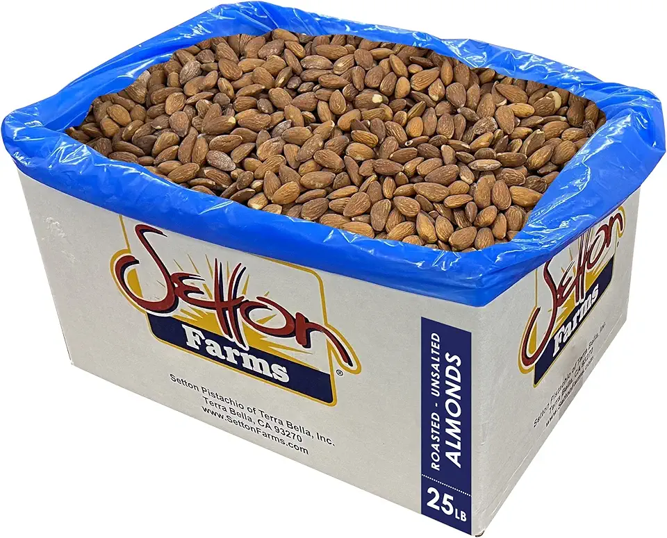 Almonds Roasted Unsalted, 25 Lbs. Bulk Case, Kosher