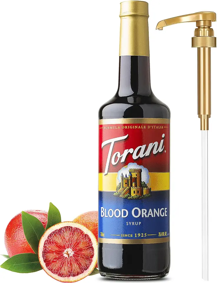 Torani Blood Orange Syrup with Little Squirt Syrup Pump, 750ml 25.4 Ounces