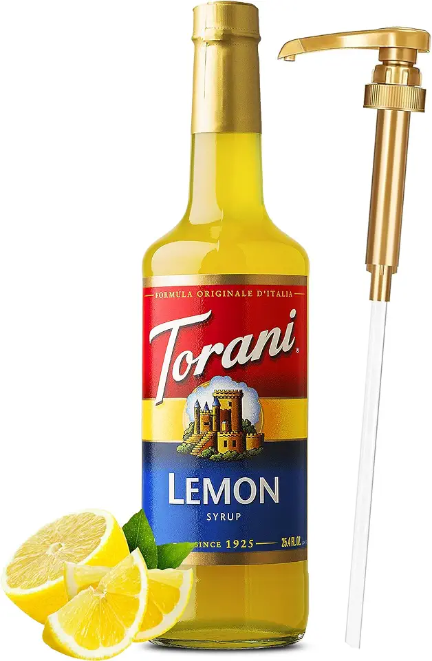 Torani Lemon Syrup with Little Squirt Syrup Pump, 750ml 25.4 Ounces