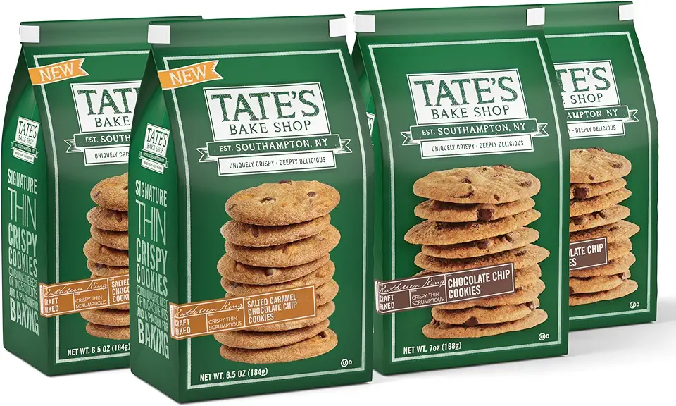 Tate&#x27;s Bake Shop Cookies Variety Pack, Salted Caramel Chocolate Chip &amp; Chocolate Chip Cookies, 4 - 7 oz Bags