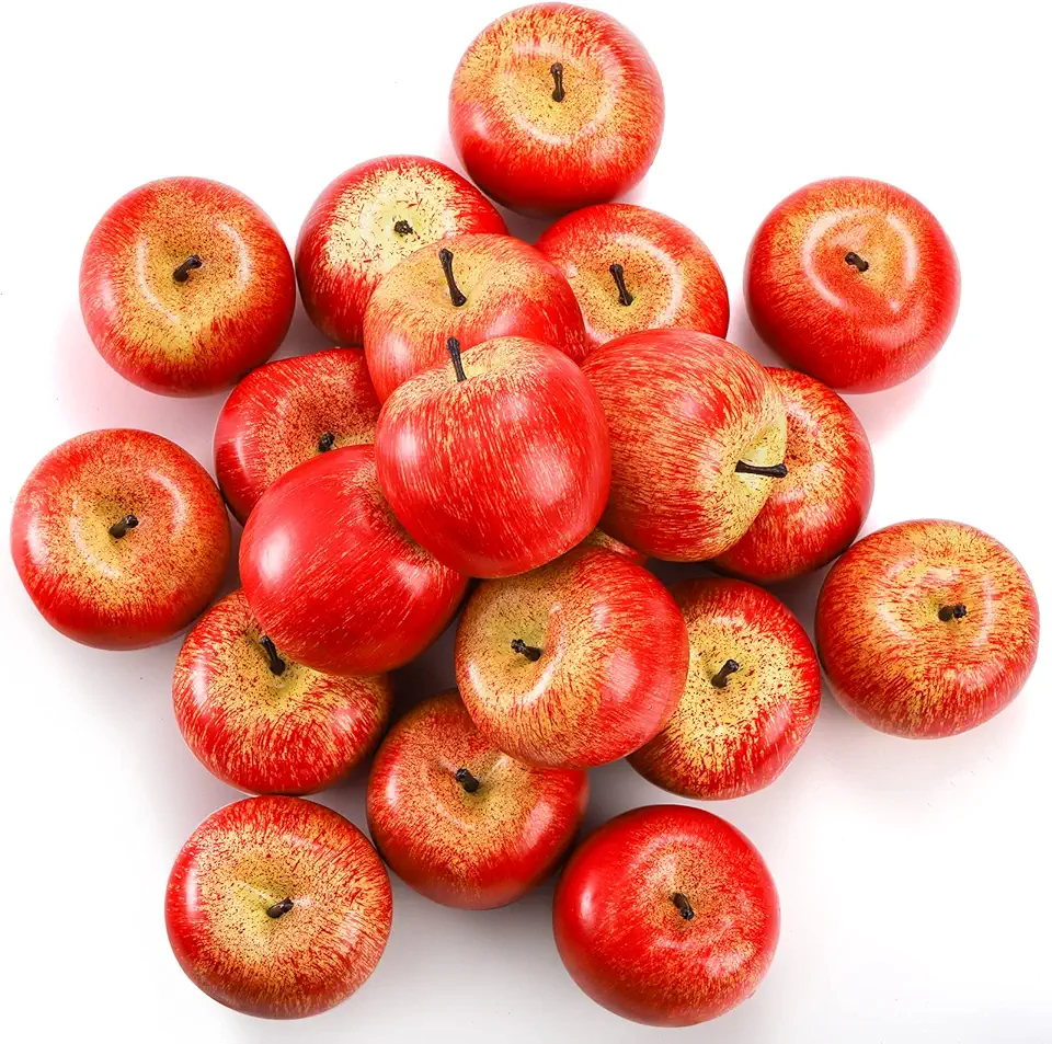 ZEAYEA 20 Pcs Artificial Apples, Decorative Fake Apples for Decoration Lifelike, Realistic Fake Fruit Apples for Home Kitchen Festival Party Photography Christmas Decoration