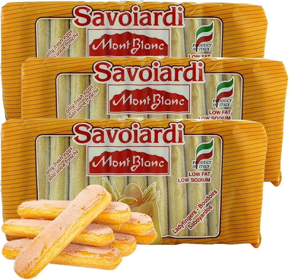 Savoiardi Mont Blanc Lady Fingers - Traditionally Baked Italian Ladyfingers Made from Organic Ingredients - Sponge Lady Fingers for Tiramisu - Sweet &amp; Light Champagne Ladyfingers (7 oz Pack of 3)