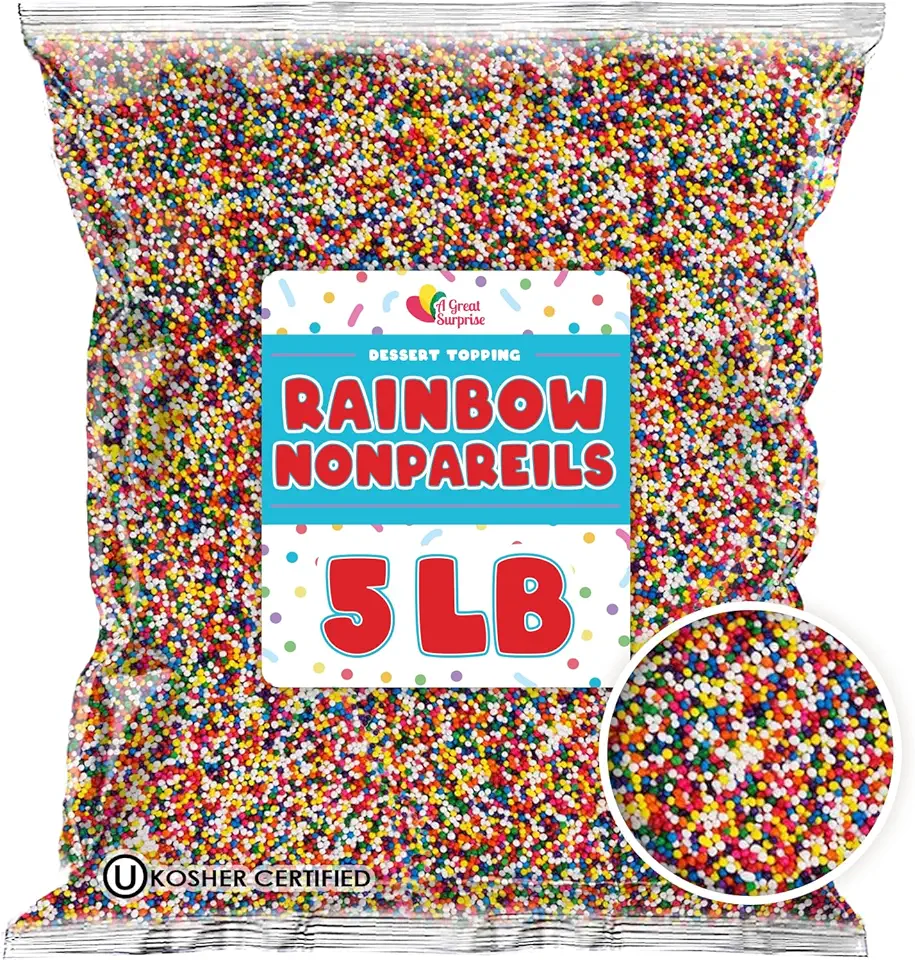 Rainbow Nonpareils Sprinkles - 5 Pounds - Bulk Sprinkles - Candy Dot Sprinkles - Bakery Bulk Sprinkles - Colorful Sprinkles