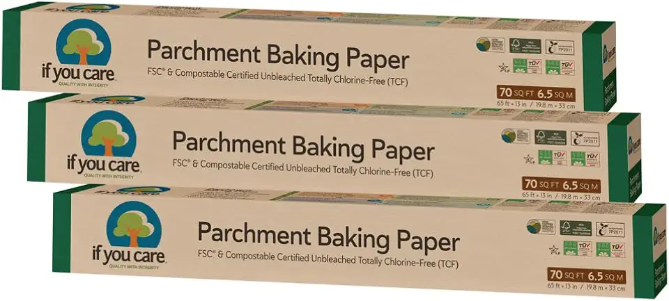 If You Care Parchment Baking Paper 70 Sq Ft Roll, Unbleached, Chlorine Free, Greaseproof, Silicone Coated, Standard Size, Fits 13 Inch Pans (Pack of 3-210 FT Total)