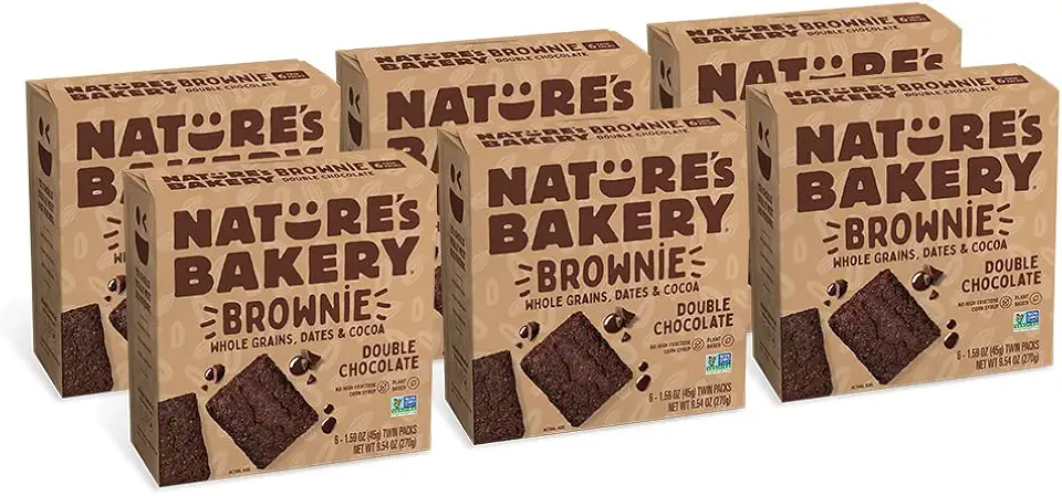 Nature’s Bakery Double Chocolate Brownie Bars, Whole Grains, Dates, and Cocoa, Plant Based, Dairy-Free, Snack Bar, 6 Count (Pack of 6)