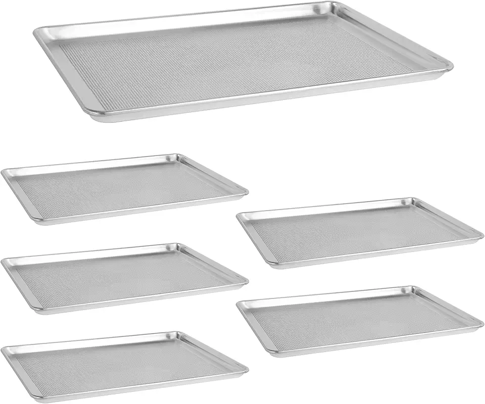 6 Pack Aluminum Sheet Pan Perforated,Full Size 18&quot; x 26&quot; Commercial Bakery Equipment Cake Pans,NSF Approved Baking Tray