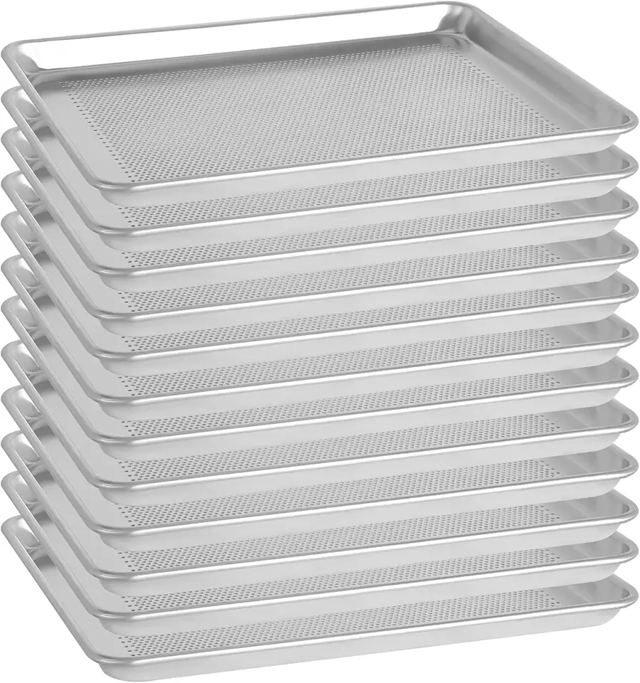 12 Pack Aluminum Sheet Pan Perforated,Half Size 18&quot; x 13&quot; Commercial Bakery Equipment Cake Pans,NSF Approved Baking Tray