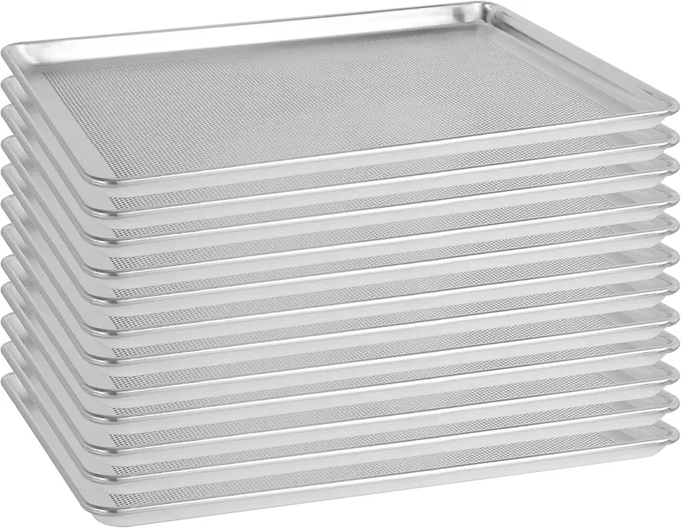 12 Pack Aluminum Sheet Pan Perforated,Full Size 18&quot; x 26&quot; Commercial Bakery Equipment Cake Pans,NSF Approved Baking Tray